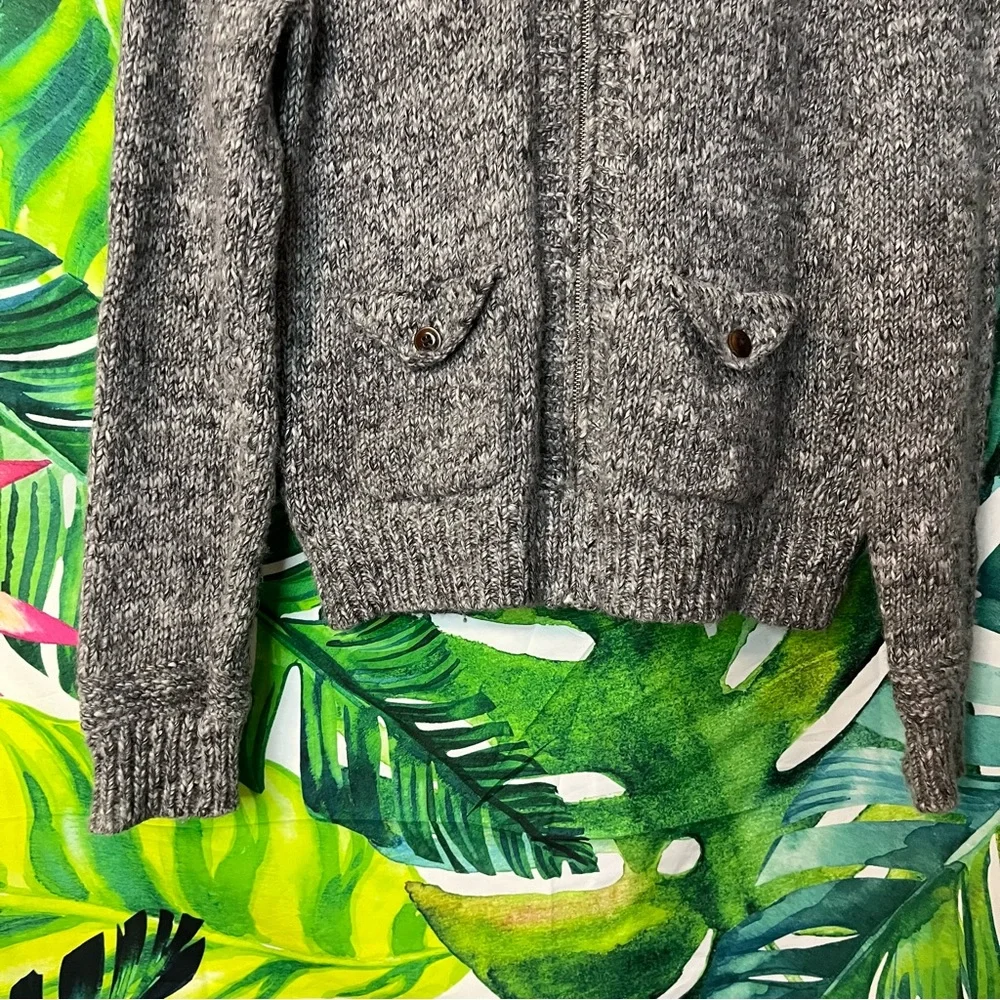 J. Crew Medium Light Grey Wool & Alpaca Full Zip Button Pocket Winter Jacket